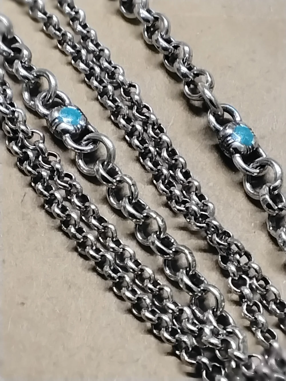 Brighton Silver-Tone Multi-Strand Necklace with Turquoise Accents 16" Long - Picture 9 of 9